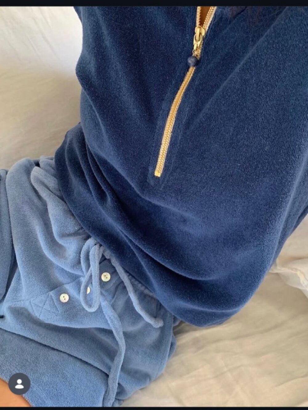 DONNI 3-Piece Set (Terry henley Sweatshirt + Sweatpants + Shorts) in Denim